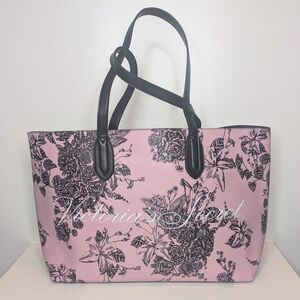 Victoria's Secret large tote vinyl pink black floral